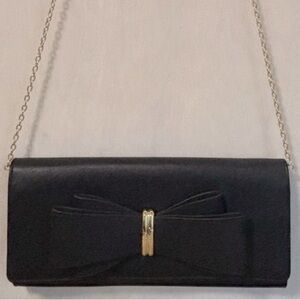 Betsey Johnson Black Bow Crossbody Bag or clutch with detachable strap  EUC